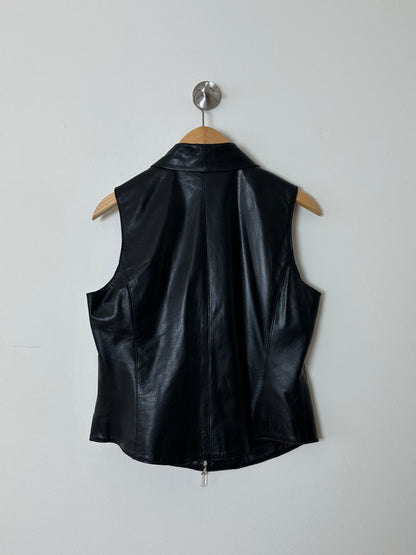 Leather zip vest | Black