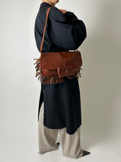 Leather fringe bag | Brown