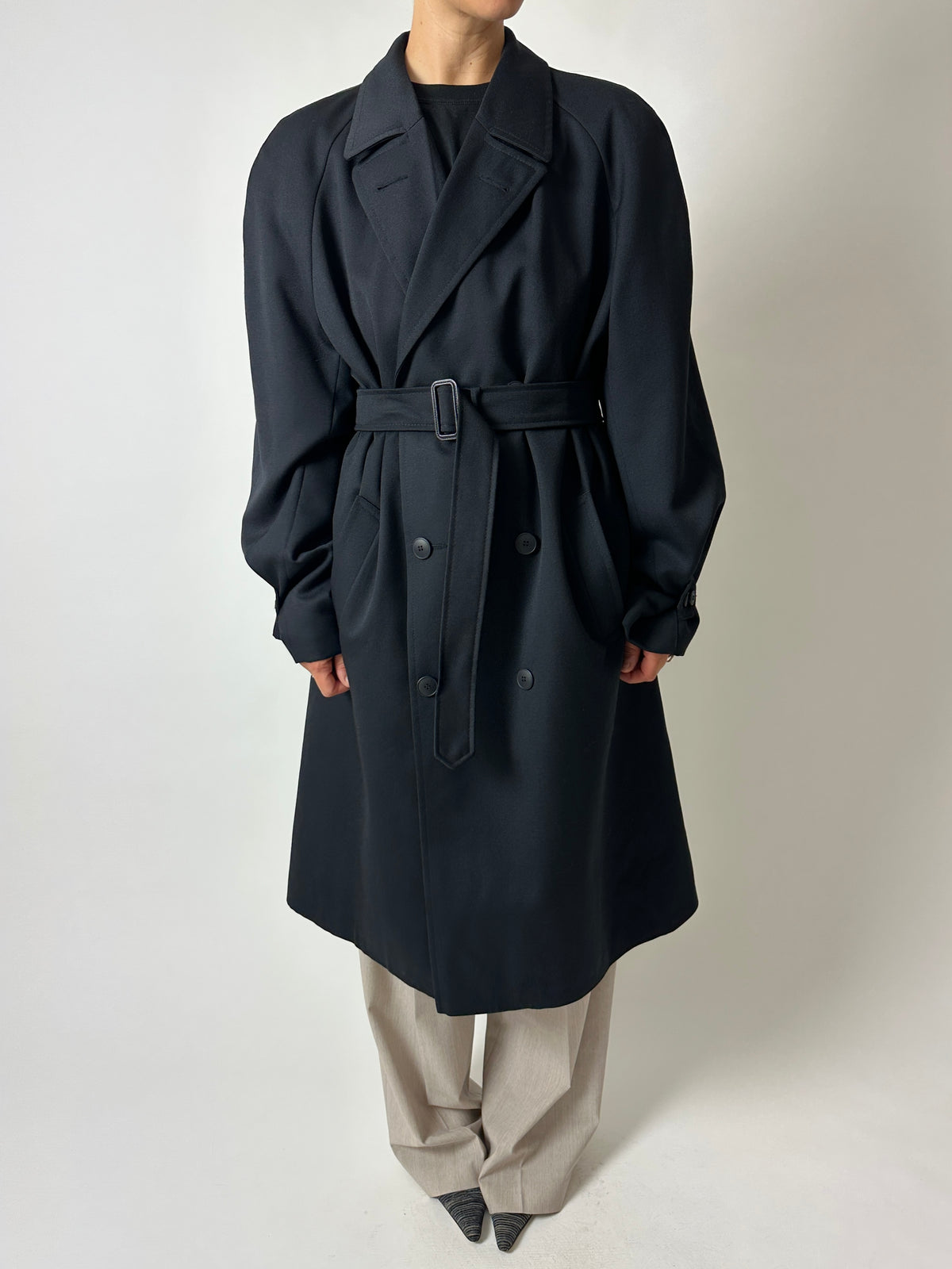 Wool trench coat | Black