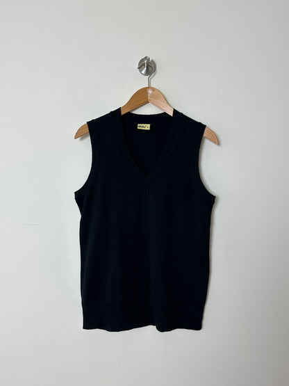 Cotton v-neck top | Dark blue
