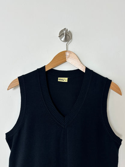 Cotton v-neck top | Dark blue