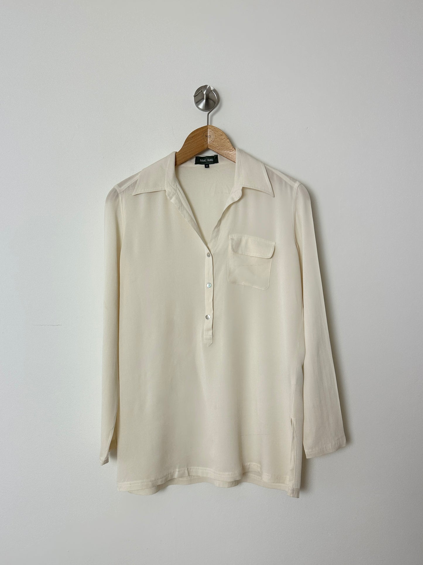 Silk polo top | Off white