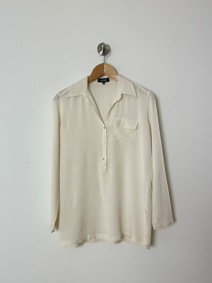 Silk polo top | Off white