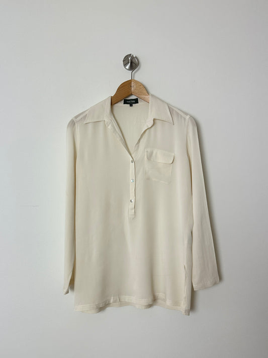 Silk polo top | Off white