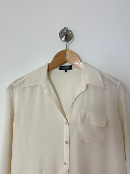 Silk polo top | Off white