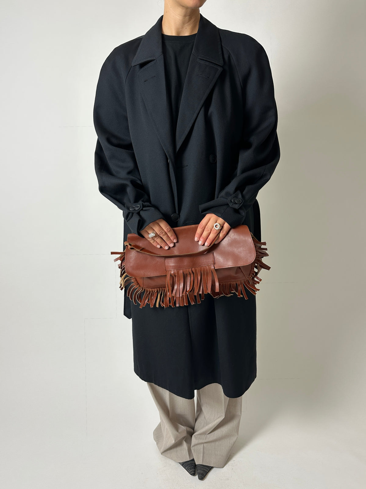 Leather fringe bag | Brown