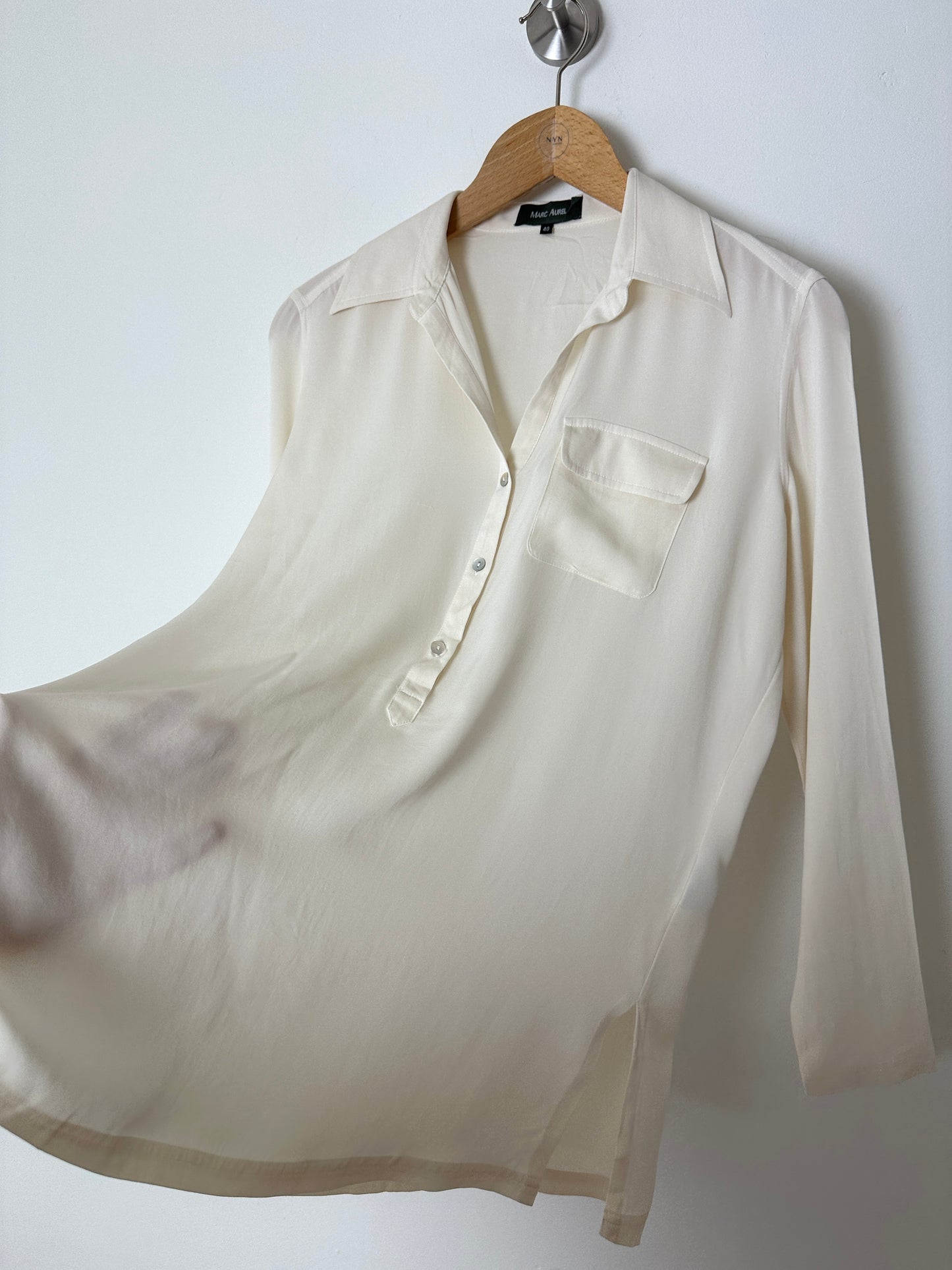 Silk polo top | Off white
