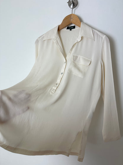 Silk polo top | Off white