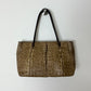 Embossed leather tote bag | Brown