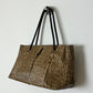 Embossed leather tote bag | Brown