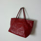 Embossed leather tote bag | Bright red