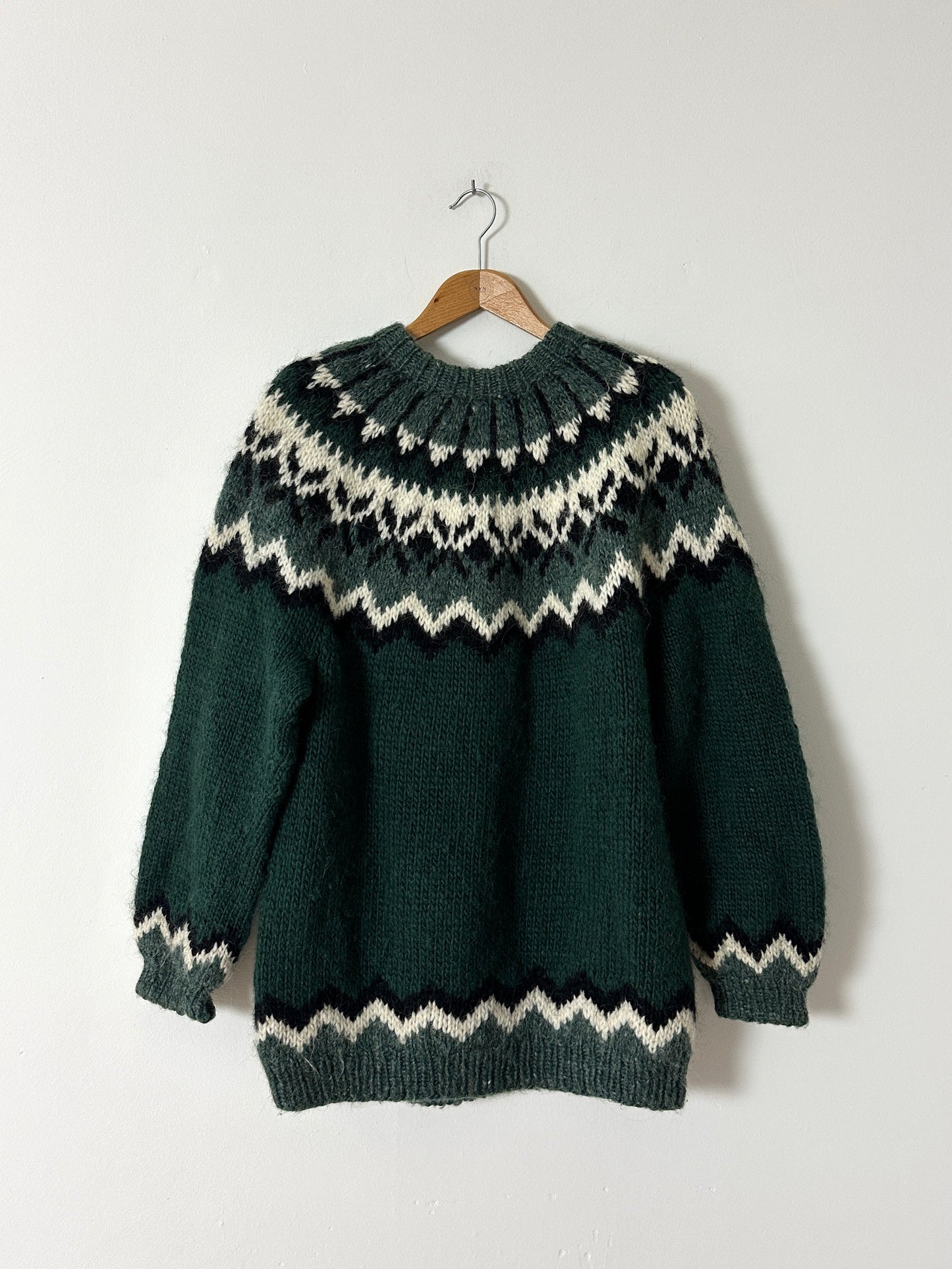 Nordic wool sweater | Green / Off white