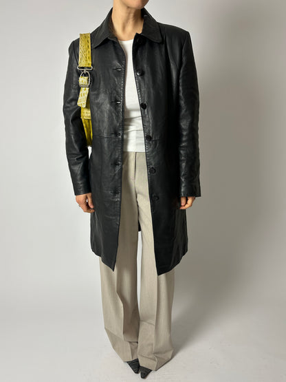 Long leather coat | Black