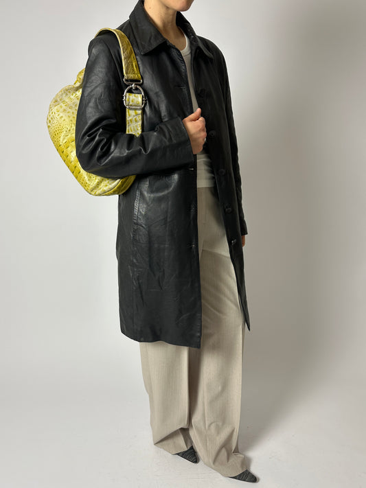 Long leather coat | Black