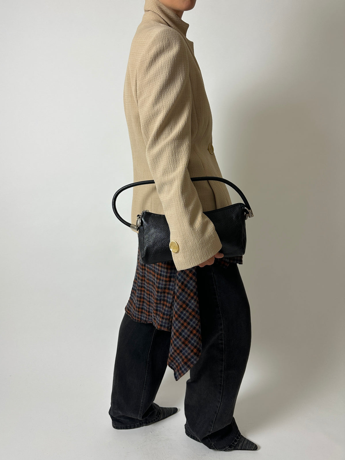 Fitted wool blend blazer | Soft beige