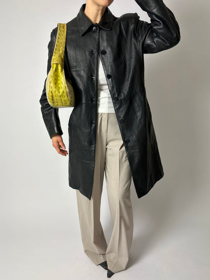 Long leather coat | Black