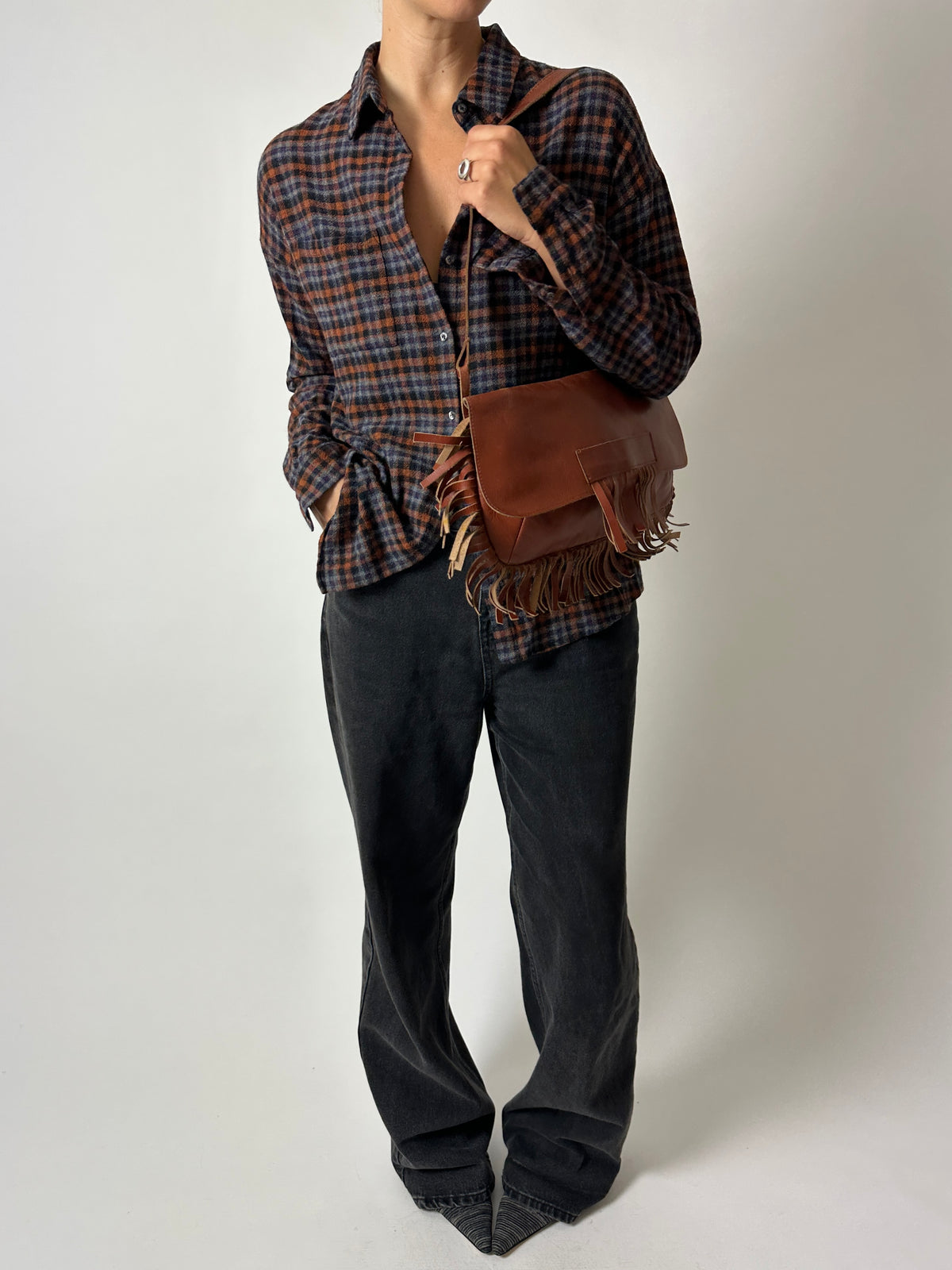 Relaxed checked shirt | Black / Brown