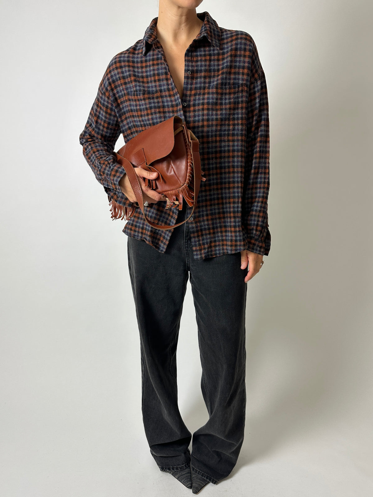 Relaxed checked shirt | Black / Brown