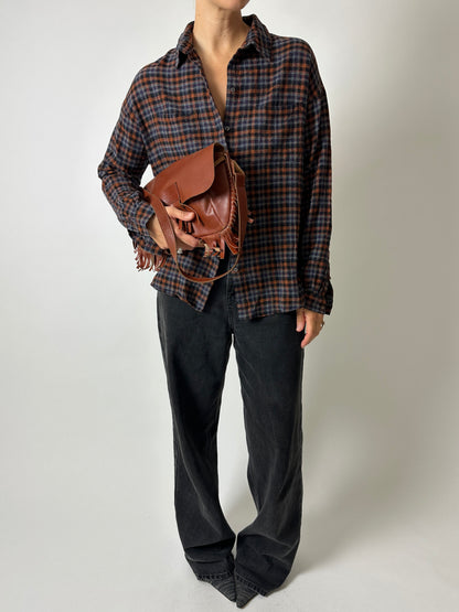 Relaxed checked shirt | Black / Brown