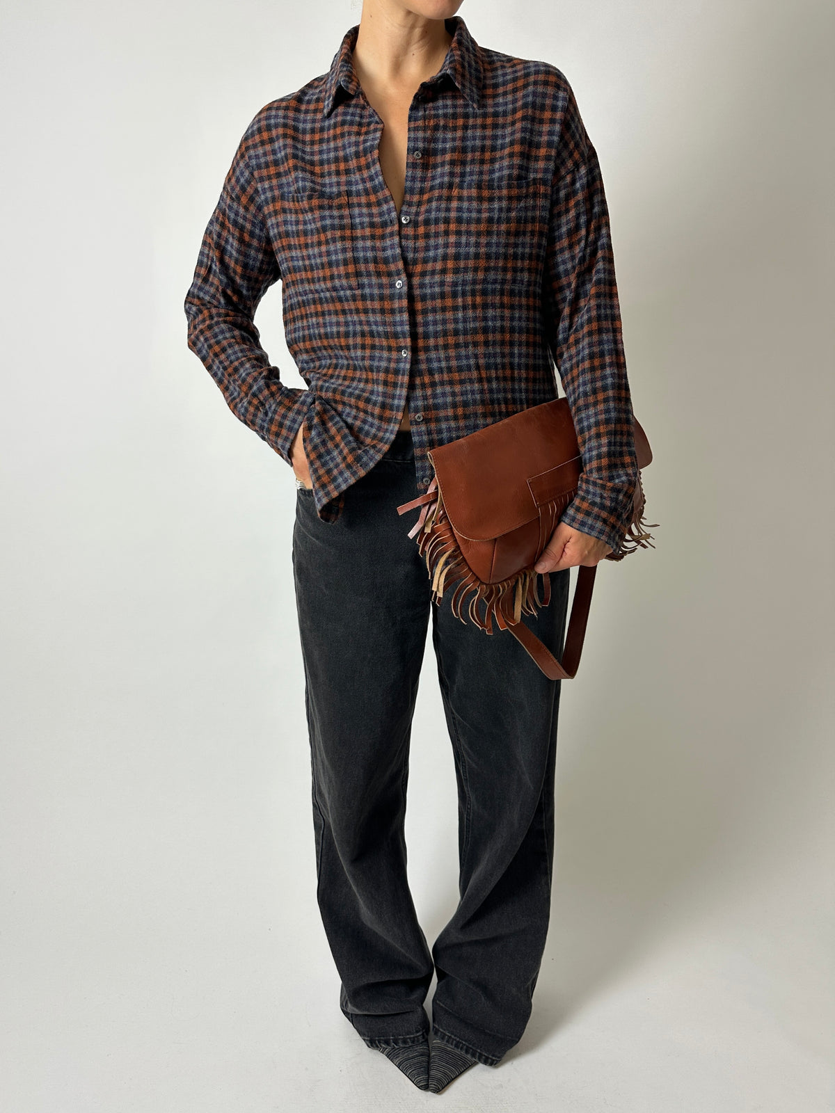 Relaxed checked shirt | Black / Brown