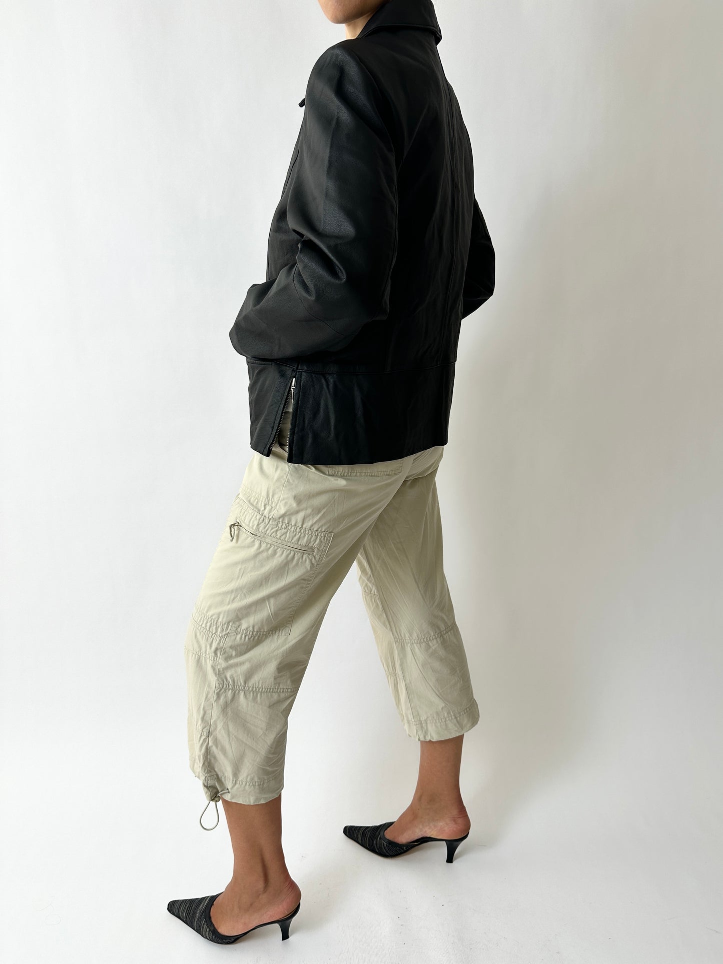 Leather zip jacket | Black