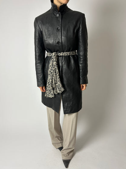 Long leather coat | Black