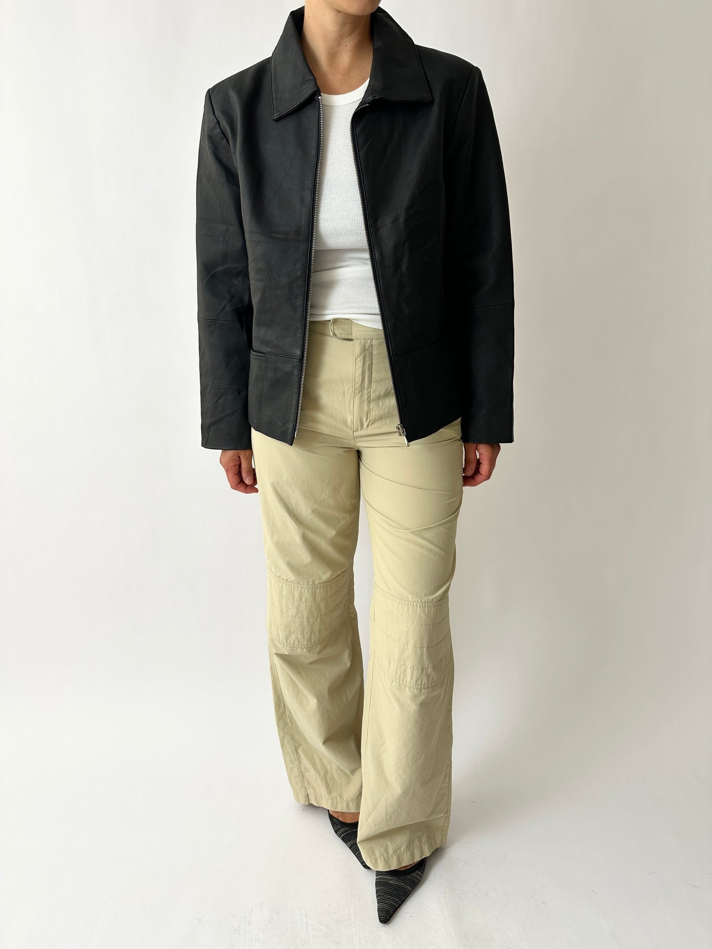 Leather zip jacket | Black