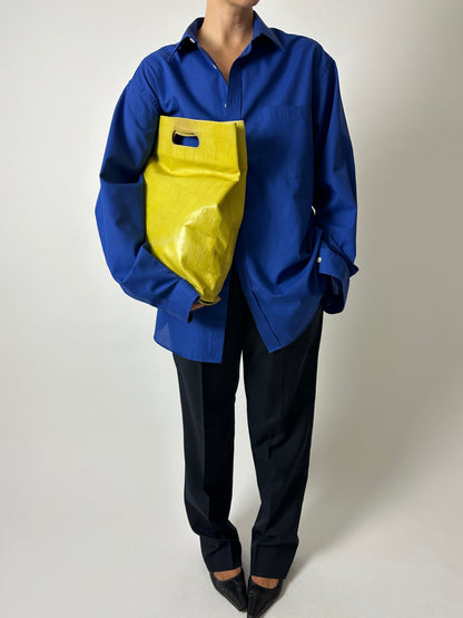 Croc embossed leather bag | Lime