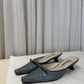 Leather pointy mules | Light blue
