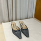 Leather pointy mules | Light blue