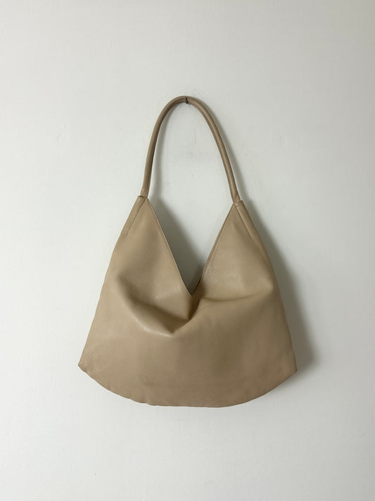 Leather tote bag | Soft ecru