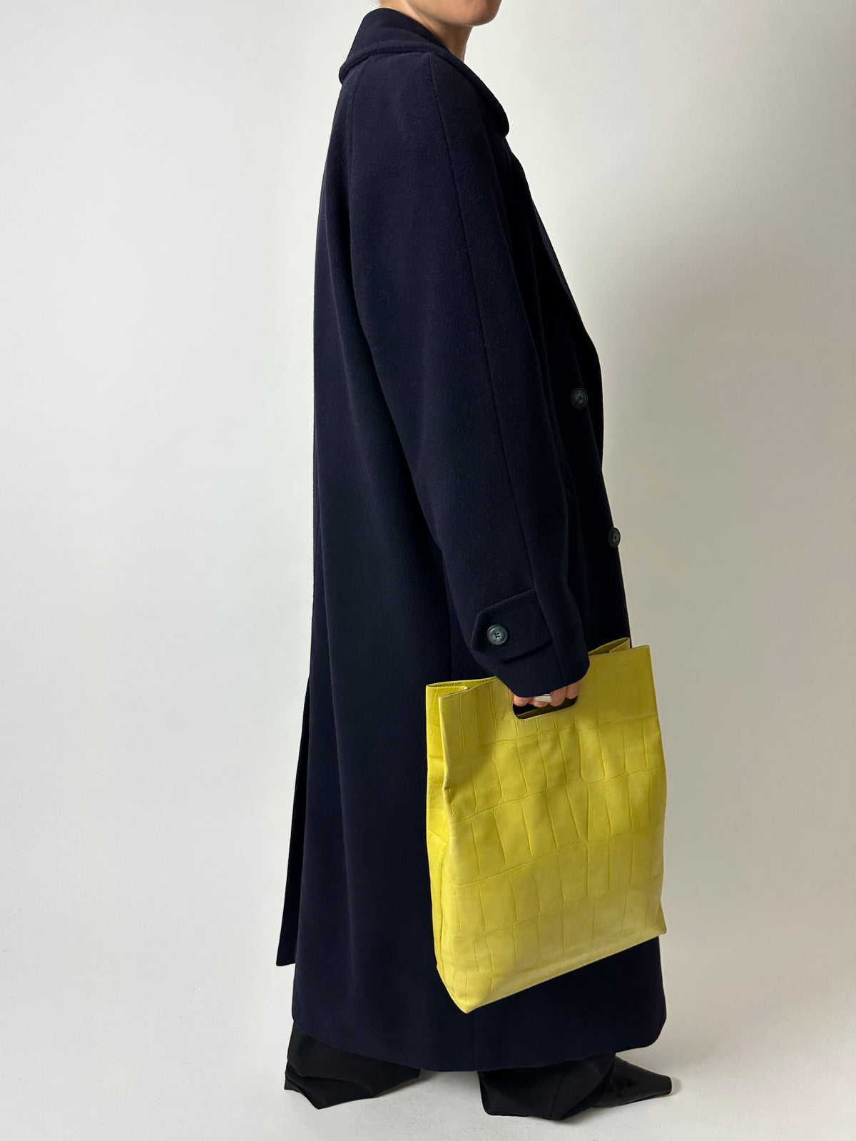 Croc embossed leather bag | Lime
