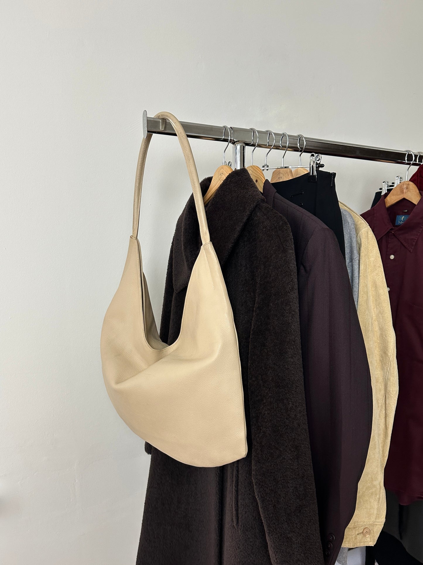 Leather tote bag | Soft ecru