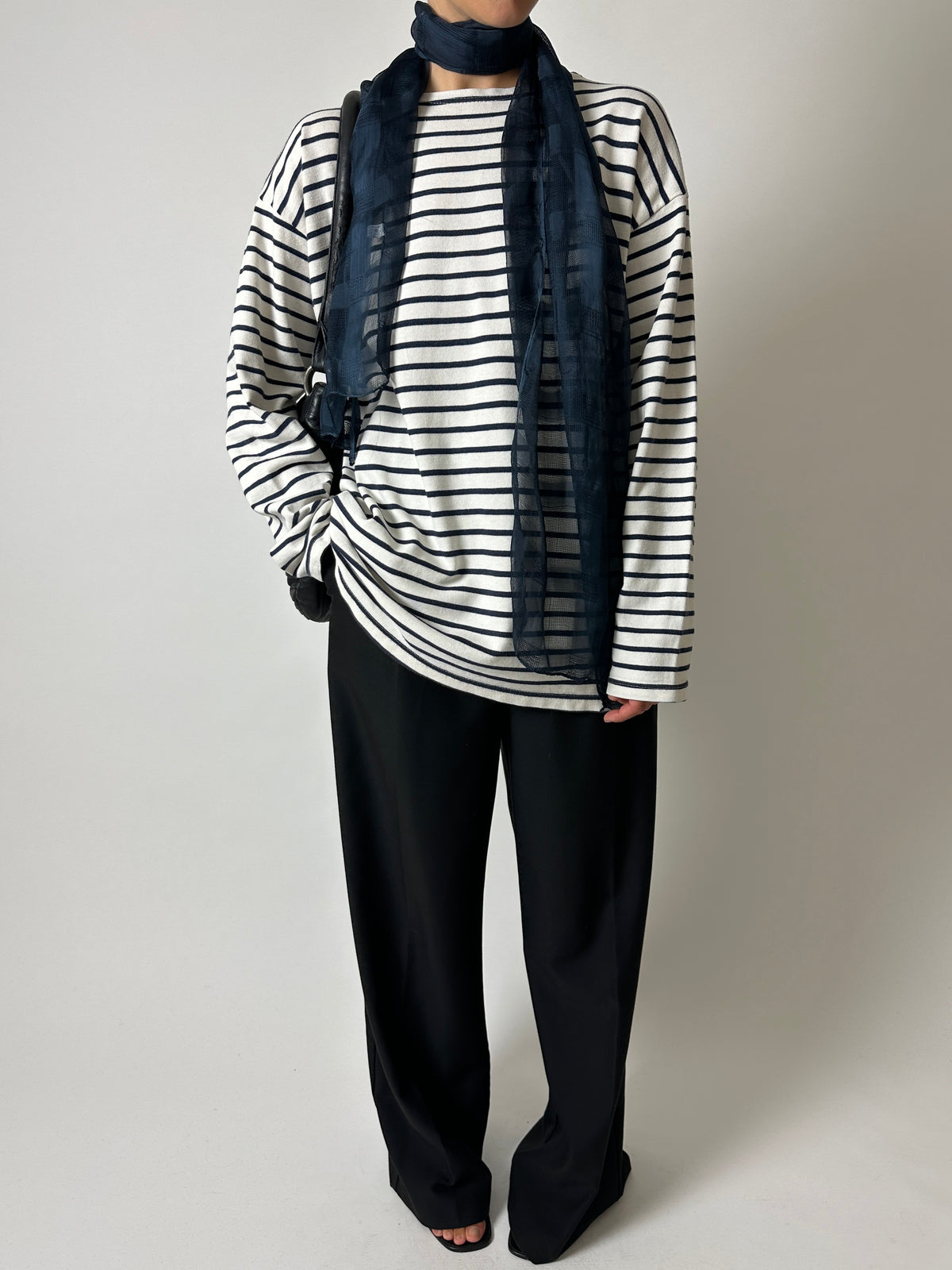 Breton stripe long sleeve | Blue / Off white