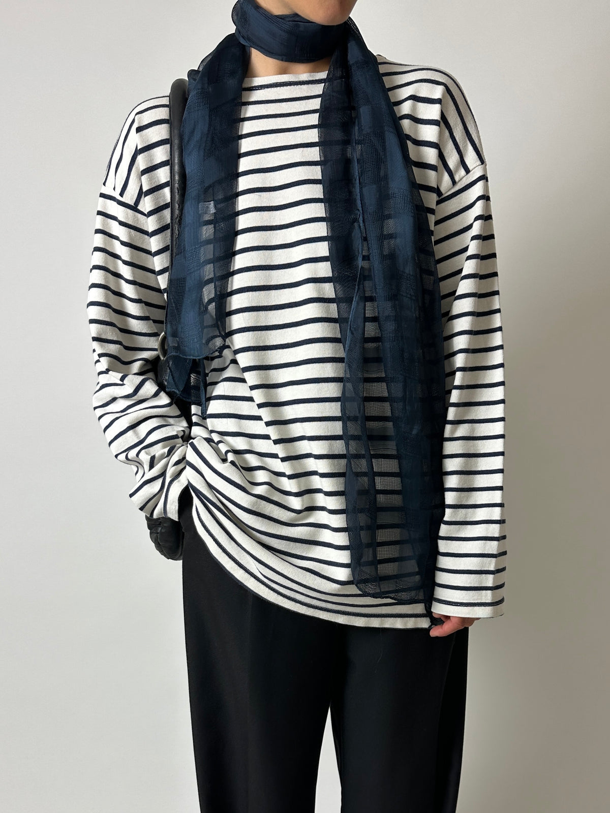 Breton stripe long sleeve | Blue / Off white