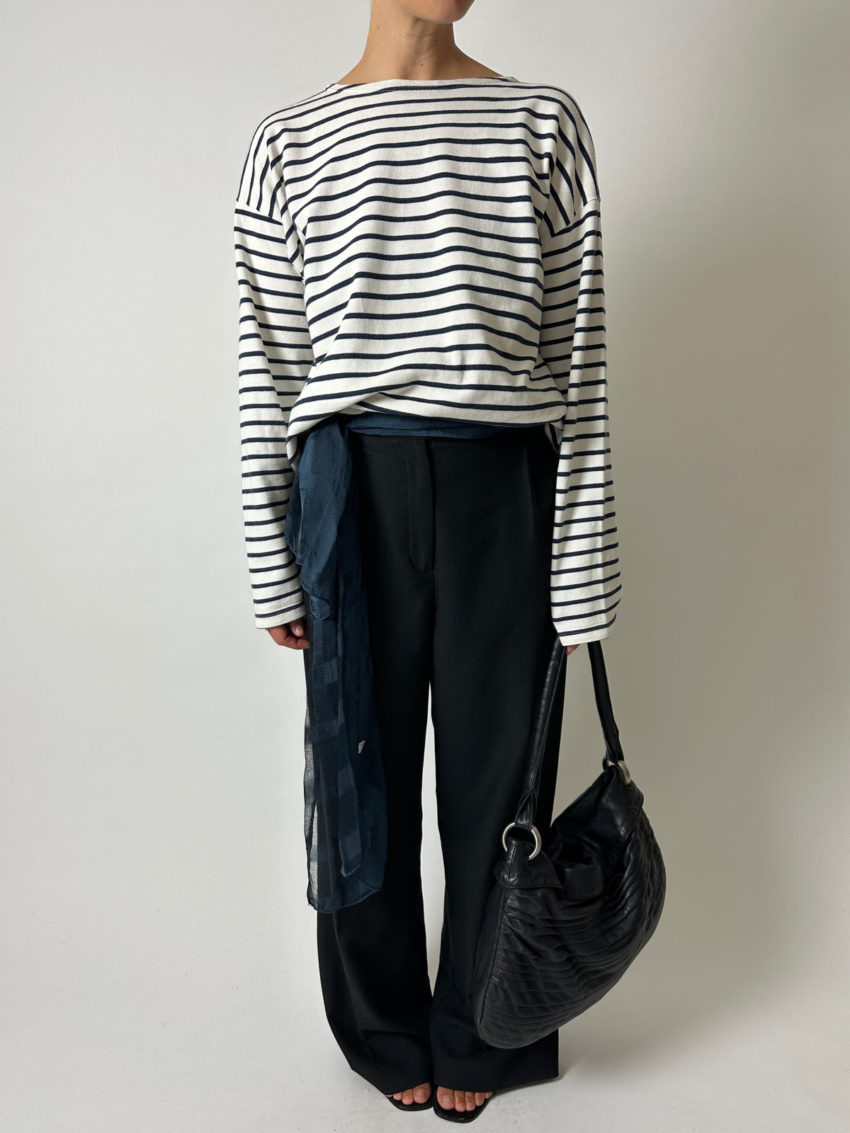 Breton stripe long sleeve | Blue / Off white