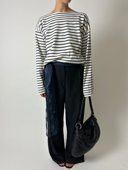 Breton stripe long sleeve | Blue / Off white