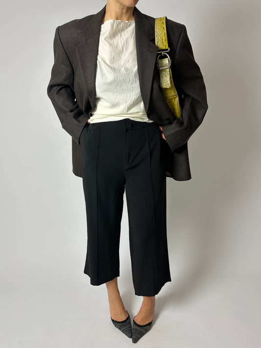 Cropped wide leg trousers | Black