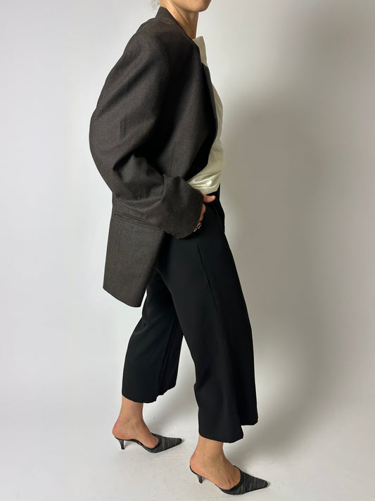 Cropped wide leg trousers | Black