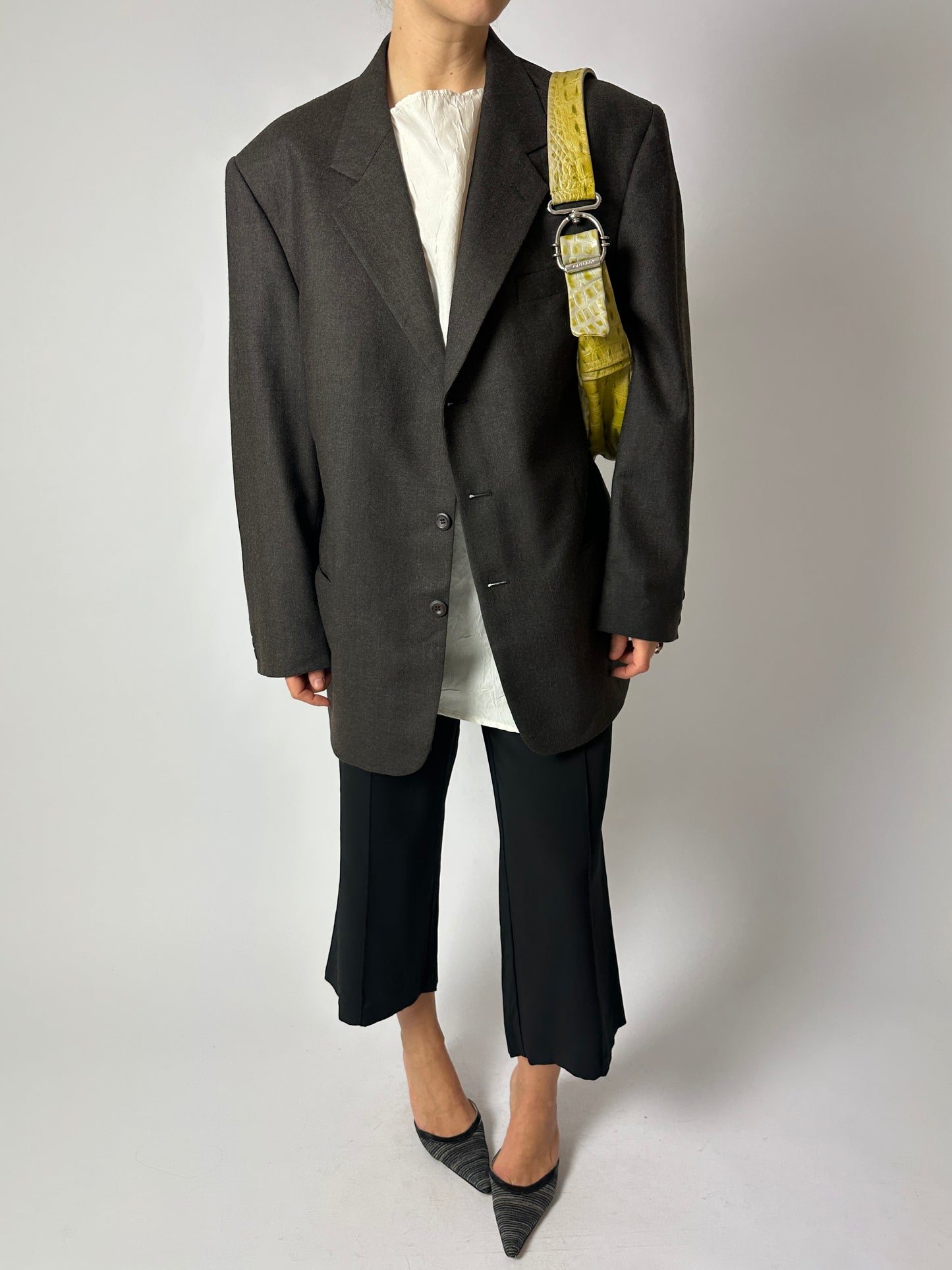 Relaxed fit wool blazer | Dark Brown