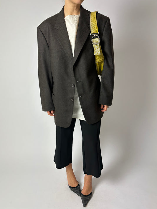 Relaxed fit wool blazer | Dark Brown