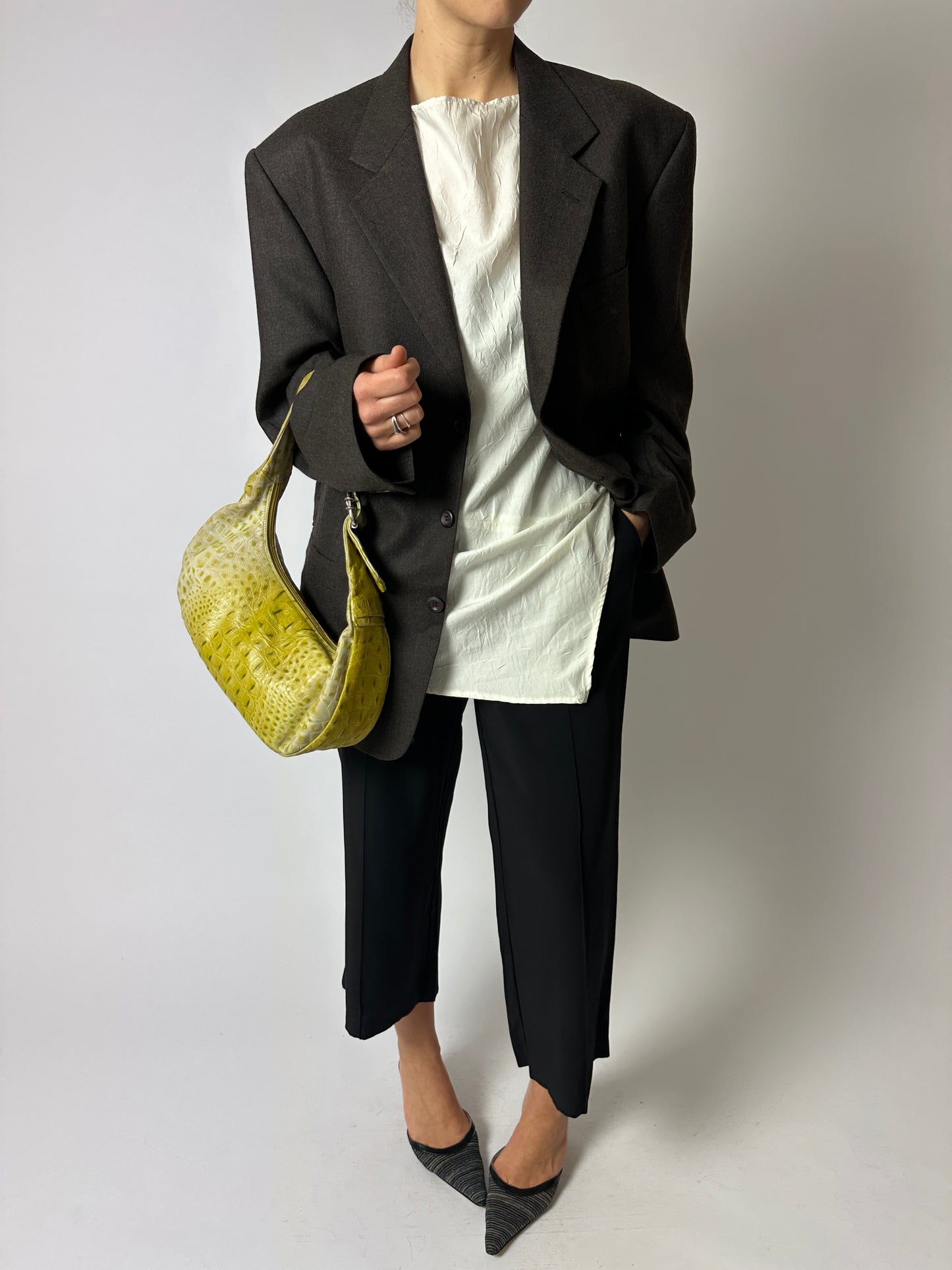 Relaxed fit wool blazer | Dark Brown