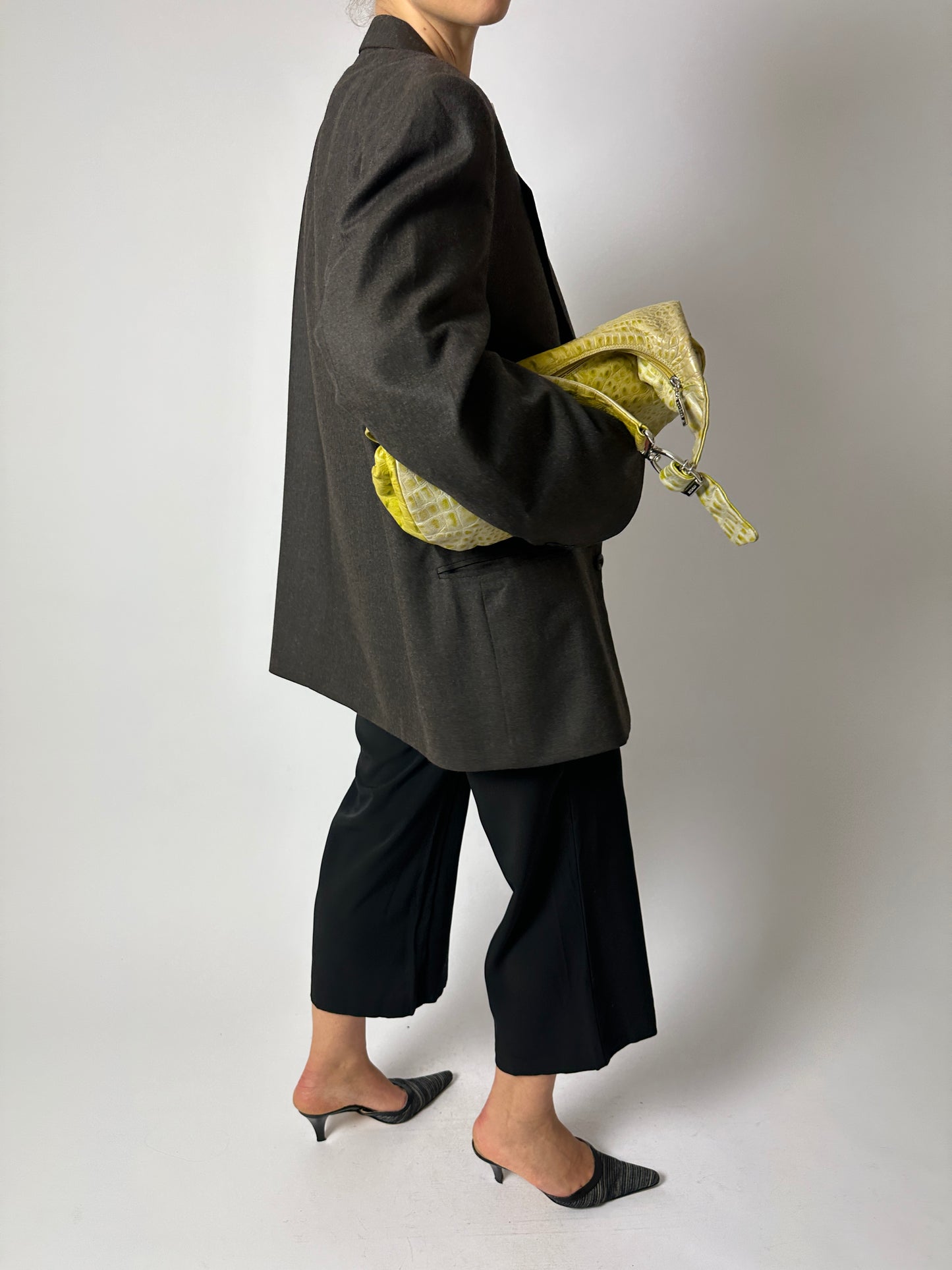 Cropped wide leg trousers | Black