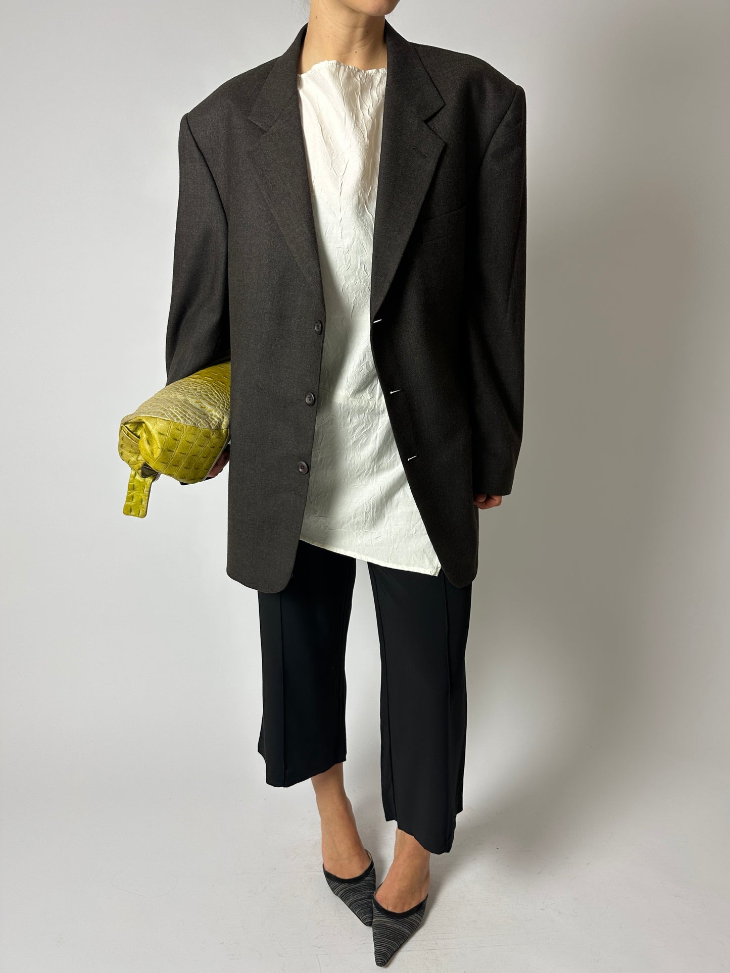 Relaxed fit wool blazer | Dark Brown