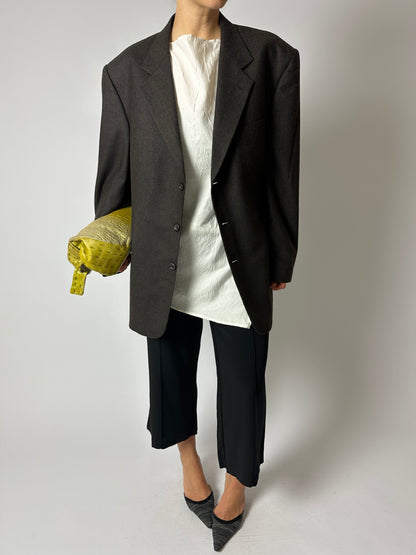 Relaxed fit wool blazer | Dark Brown