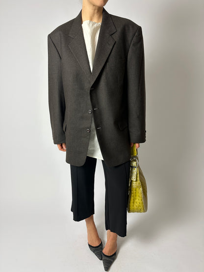 Relaxed fit wool blazer | Dark Brown