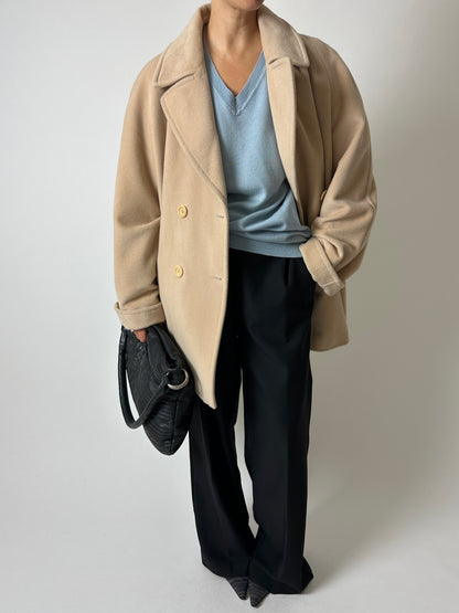 Wool v-neck jumper | Light blue