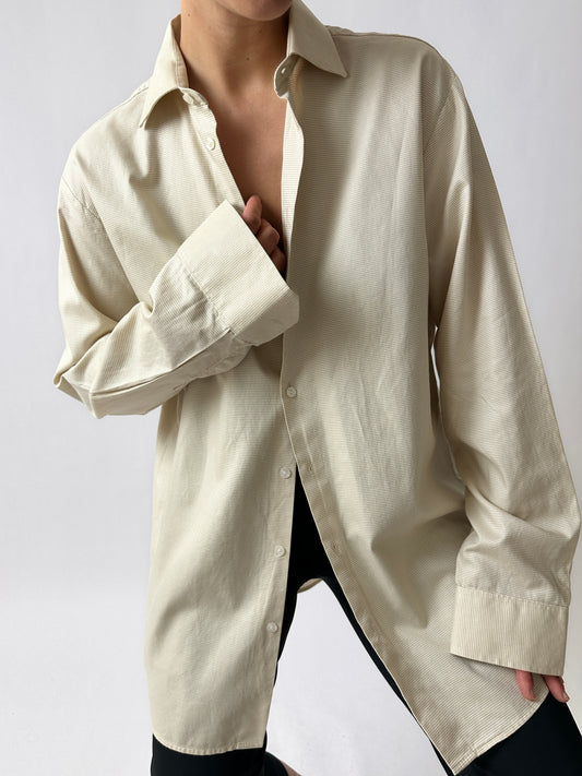Oversized mini checkered shirt | Soft beige