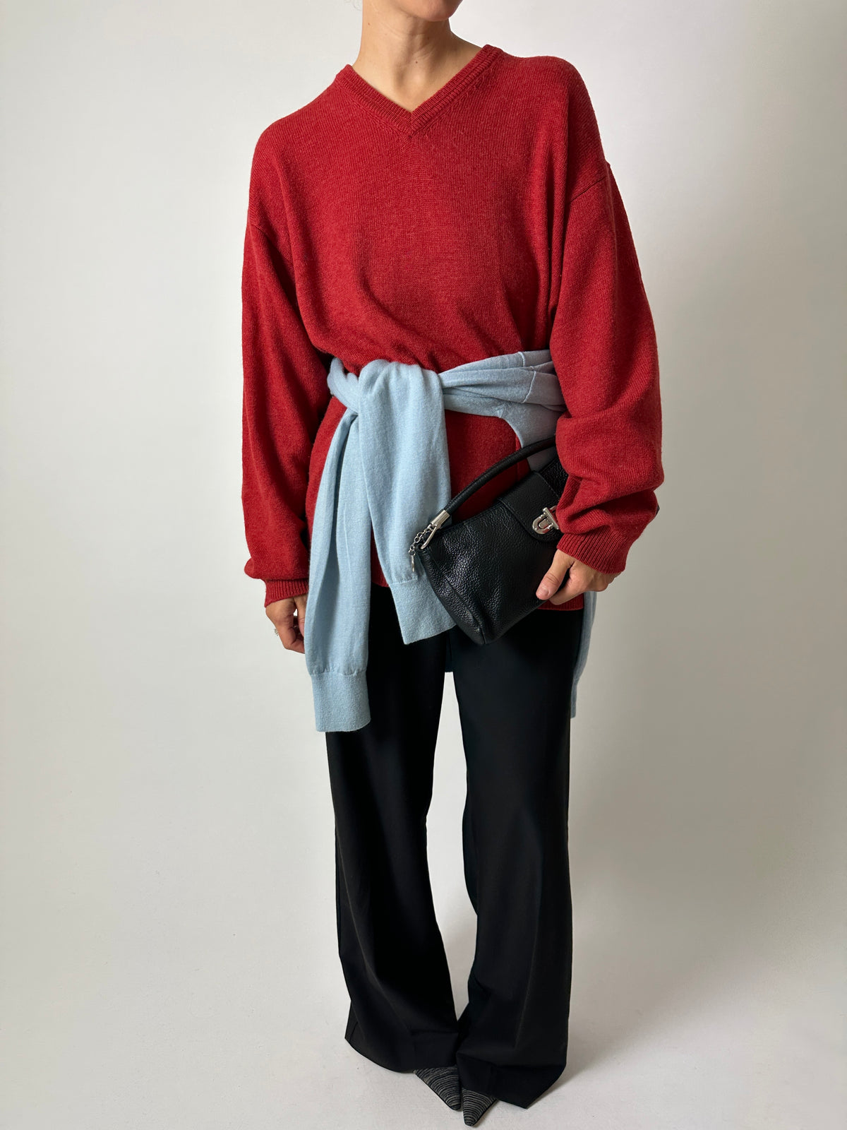 Wool v-neck jumper | Light blue