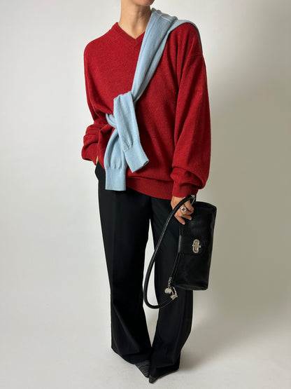 Wool v-neck jumper | Light blue
